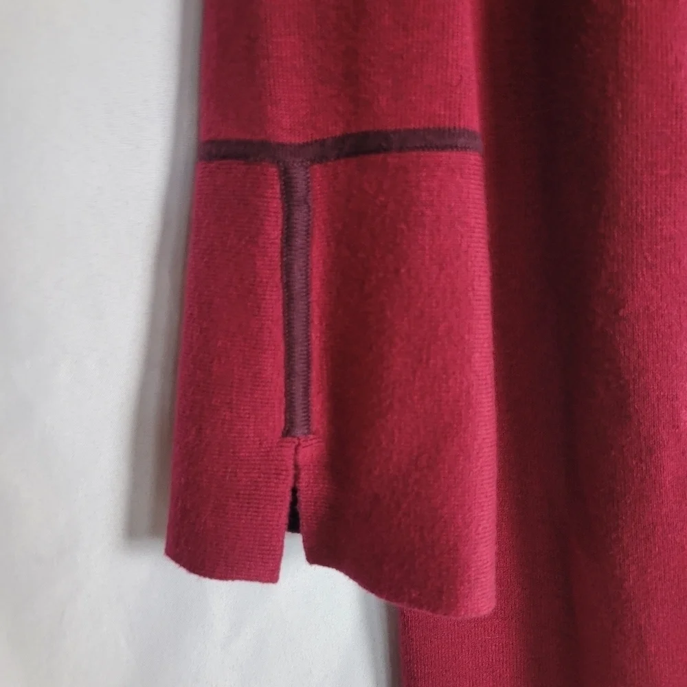 Chico's  Burgundy Square Long Sweeper Cardigan Size 2P US Large Petite